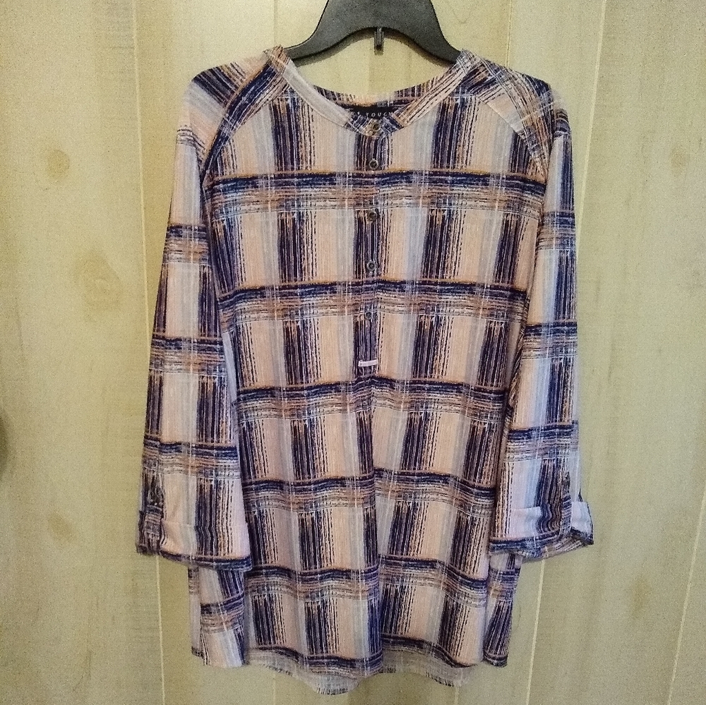 NEW Shades of Pink and Black Plaid Shirt Size 1X